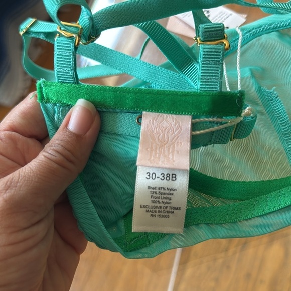NWT $78 HAH Wired Sheer Mesh Unlined Bra Teal Blue Green Fairy Sz 30-38B - Picture 7 of 7